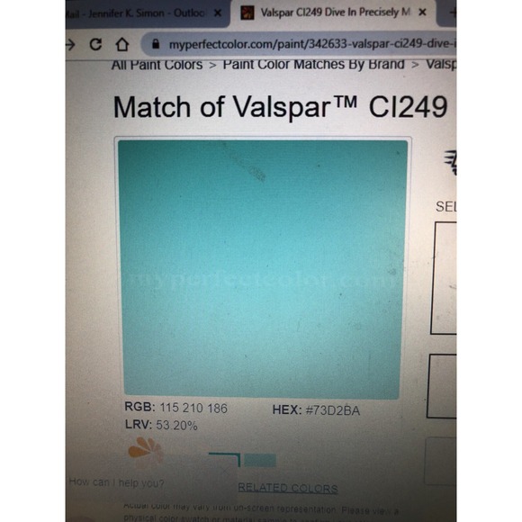 Valspar C1249 Signature Paint Sample Dive In Teal Green 7.5 Oz - Picture 7 of 7